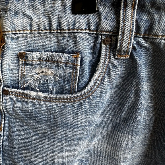 bp Blue Distressed Jean Shorts with Frayed Hem - Picture 4 of 8
